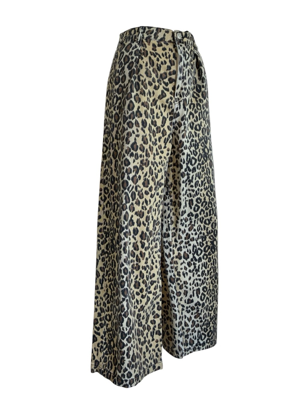 House of Harlow Jeans women's M, tan/black Leopard, wide leg Hi-Waist Pleats EUC